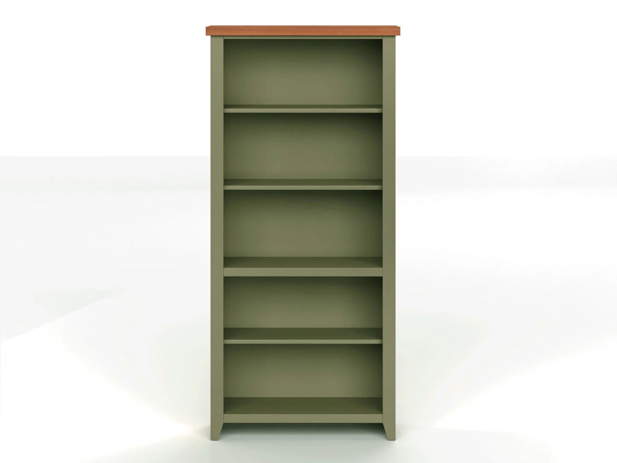 Vineyard - 72" High 5 Shelf Bookcase - Sage Green And Fruitwood - Furniture Home Direct