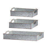 Decorative Galvanized Nesting Trays (Set of 3) - Gray - Furniture Home Direct