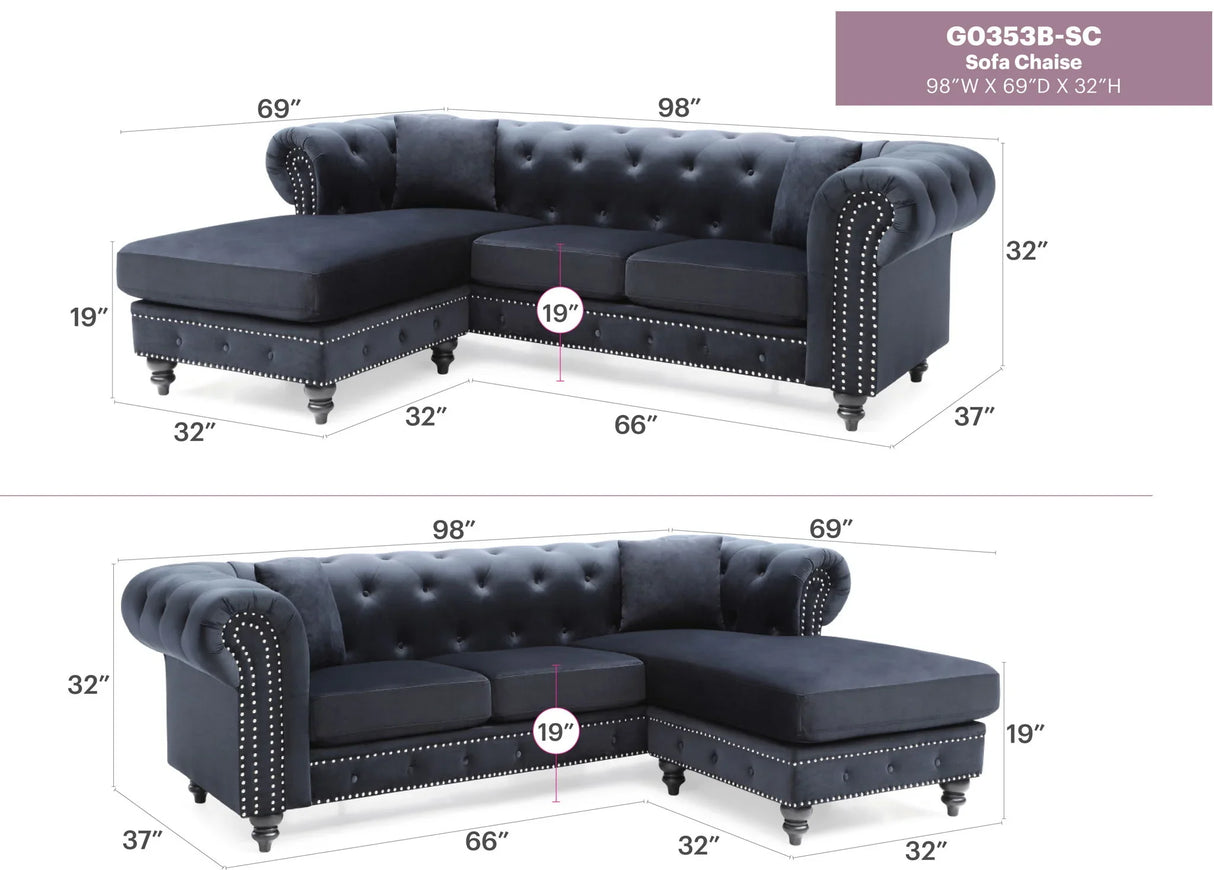 Nola - Luxurious Design Sofa Chaise - Furniture Home Direct