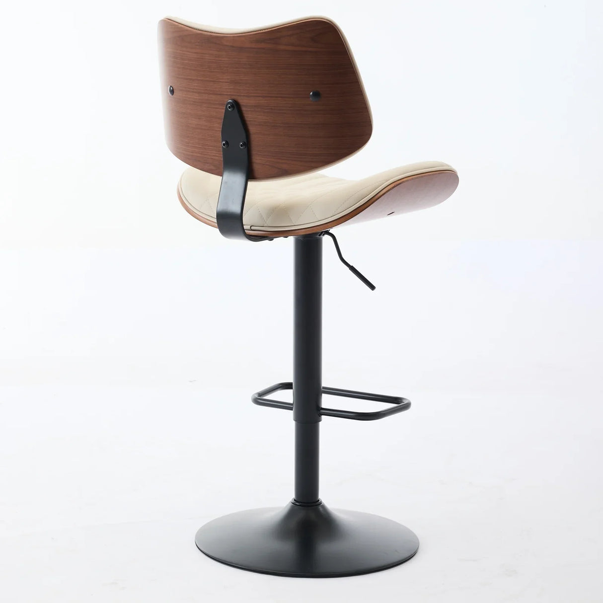 Counter Height Stool Adjustable PU Leather Swivel Beige - Furniture Home Direct
