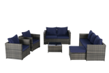 6 Piece Patio Wicker Set With Glass Table - Furniture Home Direct