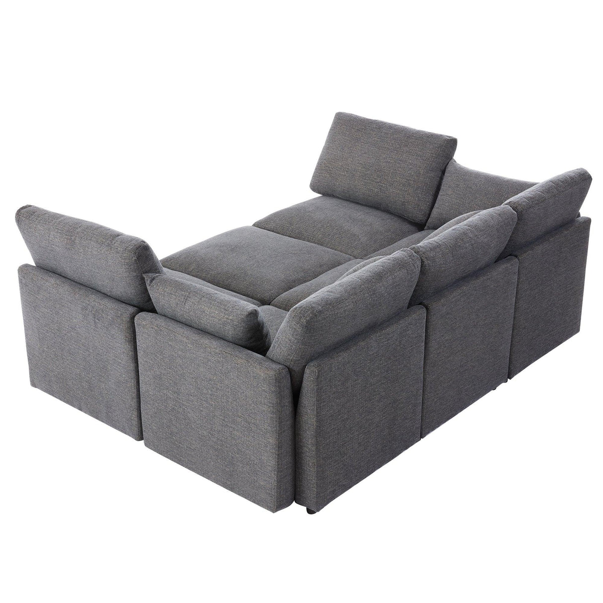 Sectional Sofa, Modular With USB Ports And Ottoman, Grey - Furniture Home Direct