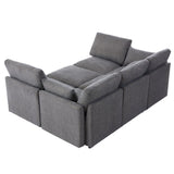 Sectional Sofa, Modular With USB Ports And Ottoman, Grey - Furniture Home Direct
