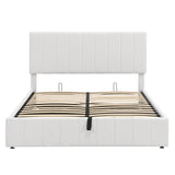 Storage Bed With Hydraulic Lift Platform, Upholstered White - Furniture Home Direct