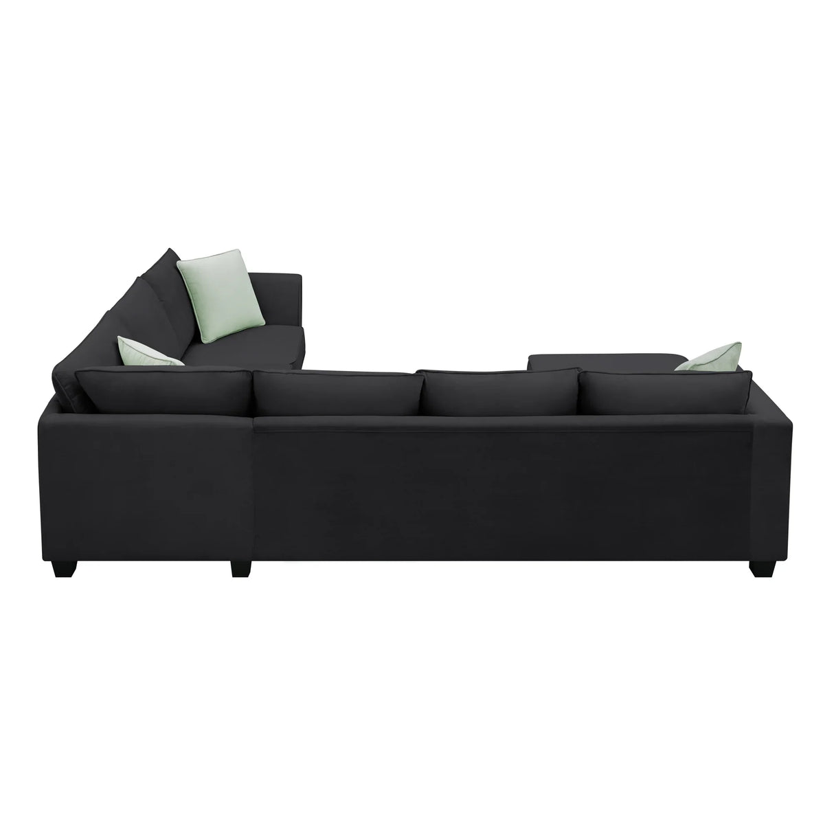 L Shaped Sectional Sofa with Ottoman and Cushions Black - Furniture Home Direct