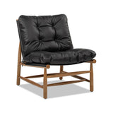 Oxford Leather Mid-Century Modern Accent Chair - Noir Black - Furniture Home Direct