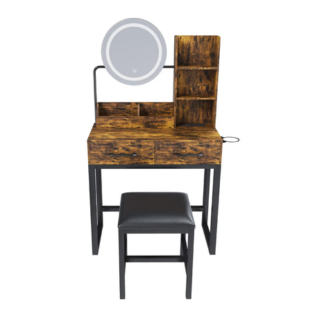 Makeup Vanity Table With LED Lights, 3 Color Options, Power Outlet - Furniture Home Direct