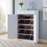 Shoe Storage Cabinet With Fives Shelves, Two Drawers, Fits 15 Pairs Of Shoes - Furniture Home Direct