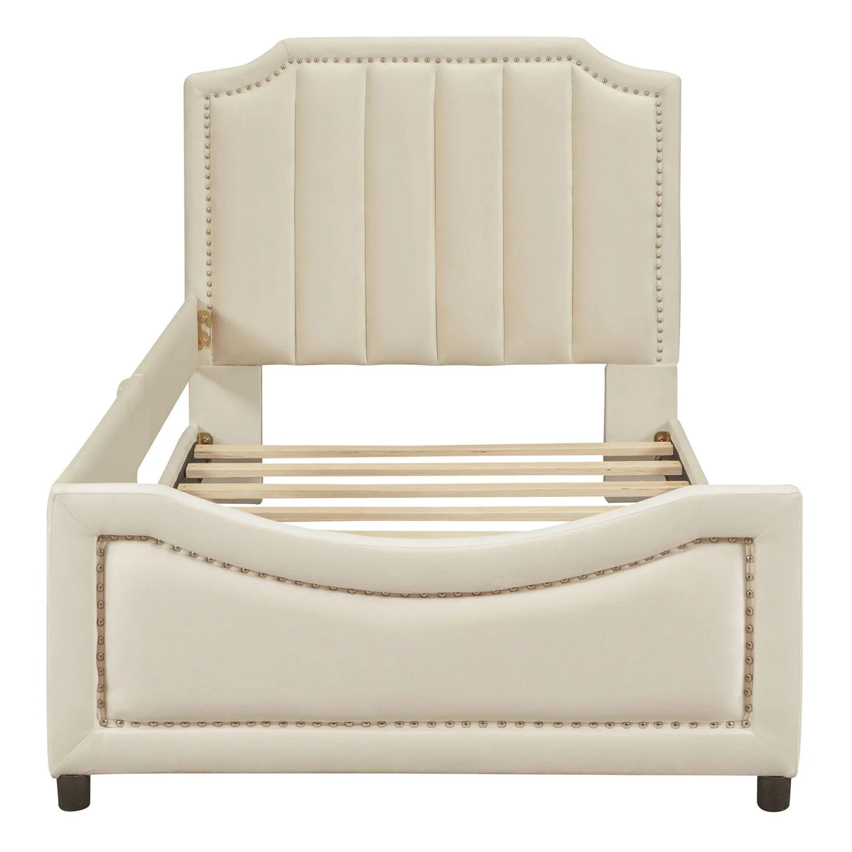 Upholstered Daybed With Classic Stripe Shaped Headboard - Furniture Home Direct