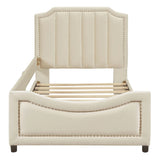 Upholstered Daybed With Classic Stripe Shaped Headboard - Furniture Home Direct